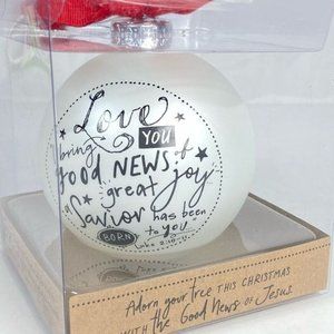 Lighthouse Christian Christmas Ornament‎ Love Joy Hand Blown Scripture Ink 4"x4"